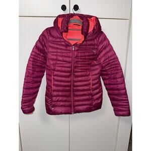 Spyder Puffer Jacket Medium Down Zip Up Hooded Pink Ski snow outdoor